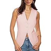 Fallorchid Womens Business Button Sleeveless V Neck Vest Fully Lined Suit Jacket Waistcoat