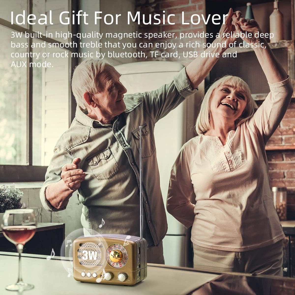 PRUNUS J-160 AM FM Retro Radio Bluetooth Speaker, Small Transistor Shortwave Radio, 1800mAh Rechargeable Battery Operated, Support TF Card/Aux/USB MP3 Player(Red): Home Audio & Theater