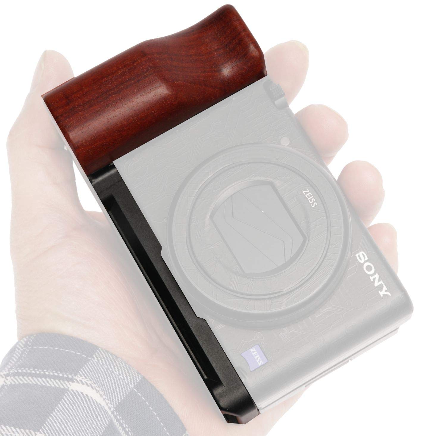 WEPOTO ZV-1 Handgrip L-Shape Grip with Quick Release Plate for Arca,Wood Side Handle,Compatible with SOYN ZV-1 -GP-ZV-1-R — image 1