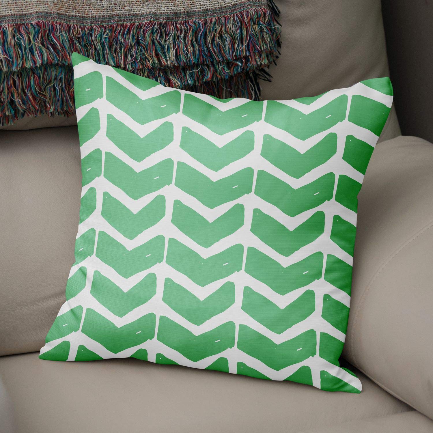 Bonamaison Decorative Cushion Cover Petrol Green & White, Throw Pillow Covers, Home Decorative Pillowcases for Livingroom, Sofa, Bedroom, Size: 50x50 Cm - Designed and Manufactured in Turkey