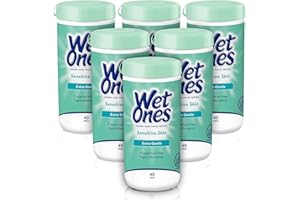 Wet Ones Hand and Face Wipes, Sensitive Skin Wipes | Unscented Wipes, Hand and Face Wipes Sensitive Skin, Wet Ones Sensitive Skin Wipes, 40 ct. Canister (6 pack)