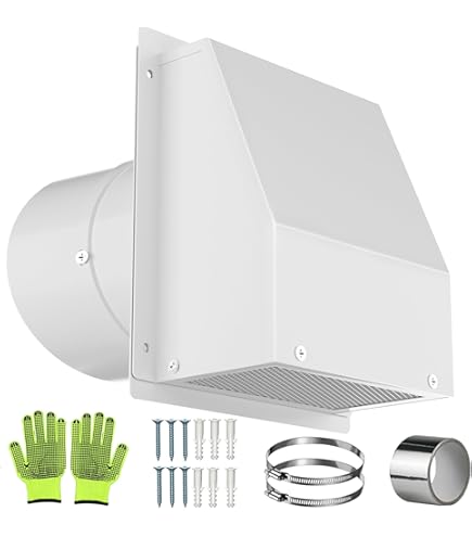 Upgraded 10 Inch Hooded Wall Vent, Outdoor Wall Exhaust Vent Cover Wall Cap With Screen & Damper For Exterior Kitchen Range Hood, Ventilation Dryer, HVAC Duct Air Exhaust, Galvanized Steel, Black - View #10