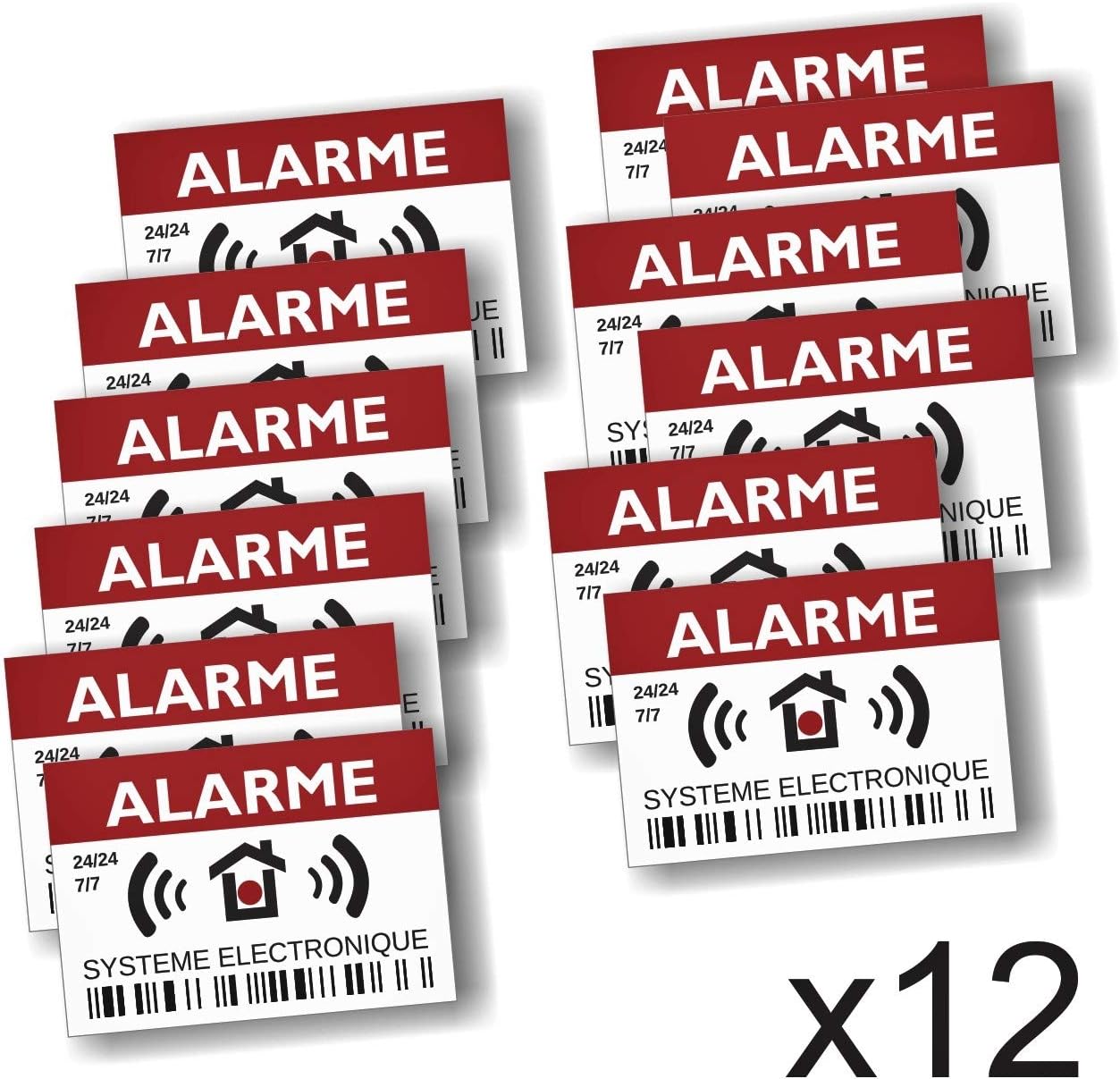Decooo.be Stickers Alarm/Electronic Monitoring Stickers - Set of 12, Red / Black, 7.4 x 5.2 cm - Image 4