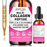 Liquid Collagen for Women &amp; Men, Hydrolyzed Multi Collagen Peptides Drops | Types I, II, III, V &amp; X Collagen Protein Complex (Colageno) with Hyaluronic Acid, Biotin &amp; Vitamin C for Hair, Skin &amp; Nails