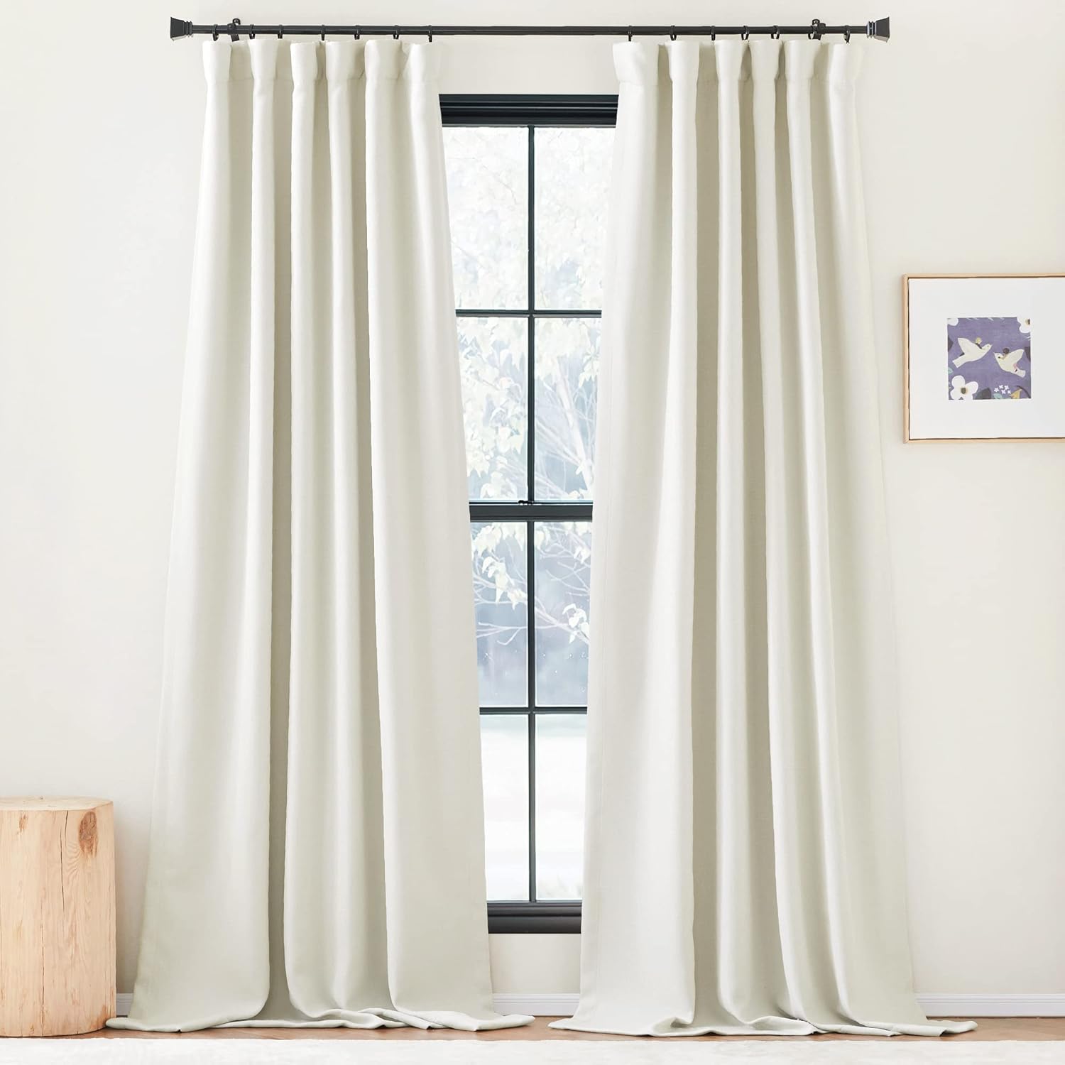 Window Treatments - NICETOWN Room Darkening Curtains 84 inches Long Faux Linen for Bedroom 2 Panels, Pinch Pleated Light Blocking Thermal Insulated Window Treatments Thick Drapes for Living Room, Natural, W50 x L84