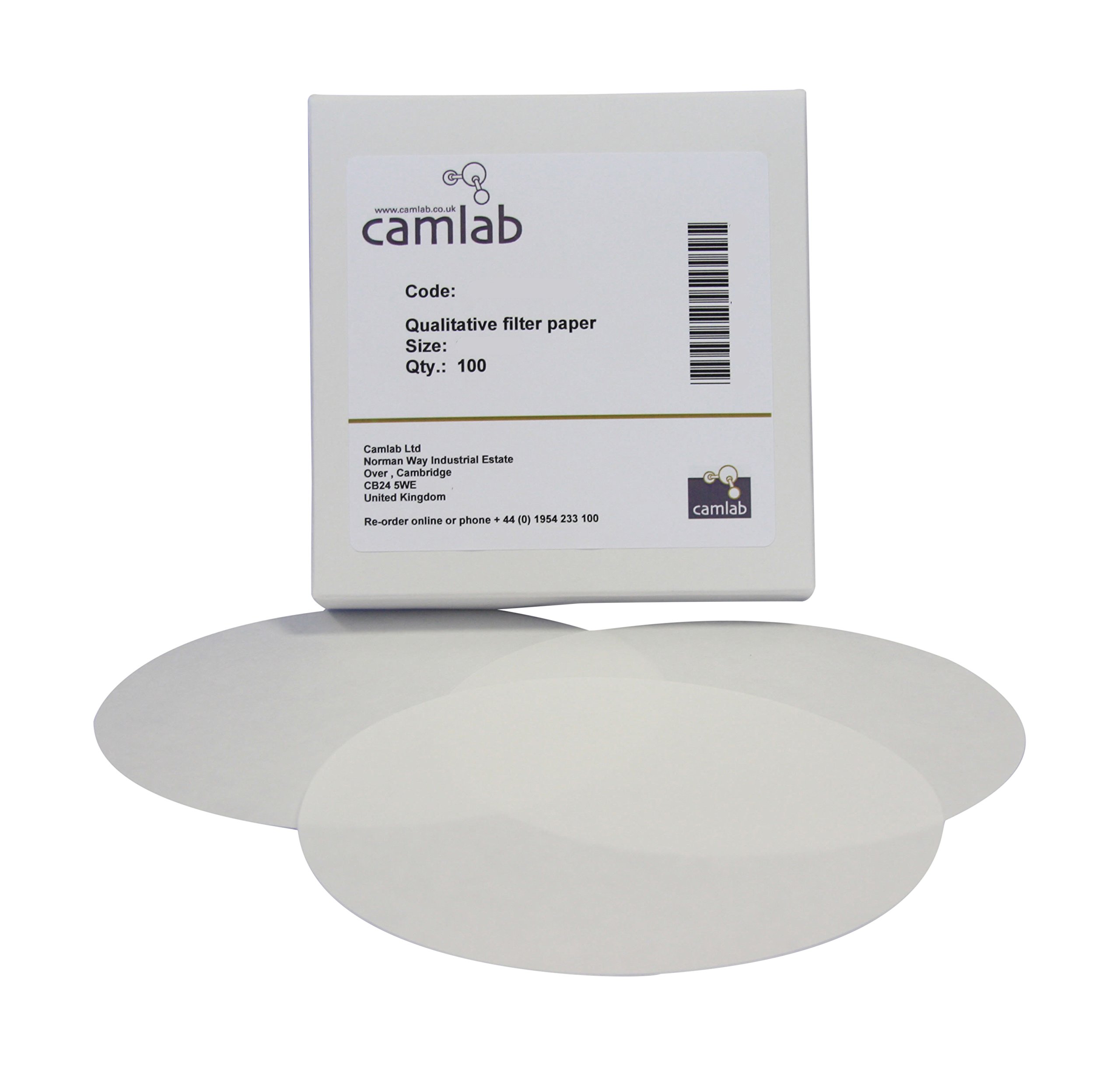 Camlab 1171079 Grade 113 [2] Qualitative Filter Paper, Medium Filtering, 90 mm Diameter (Pack of 100)