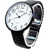 Geneva STC Black Super Large Face Stretch Band Easy to Read Watch