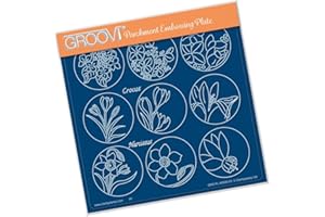 Linda's 123 Flowers Groovi Assiette carrée A5 (C – Hortensia, crocus et narcisse)