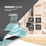 KEPLIN 20-Pack Non-Slip Hangers Slimline 360° Swivel Teal view 3