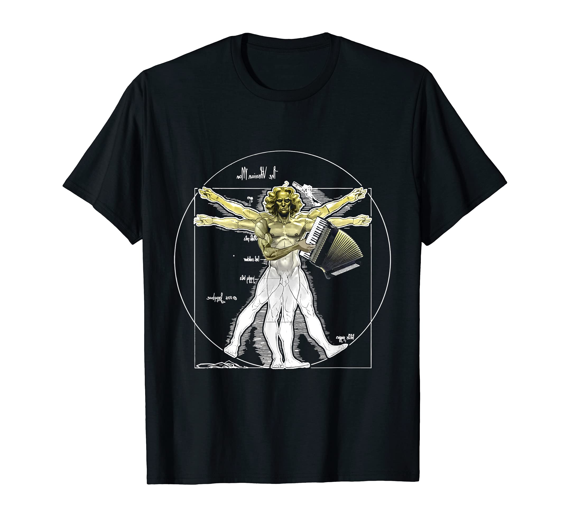 Accordion musician accordion as Vitruvian man T-Shirt