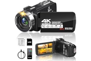 4k Video Camera Camcorder 80MP 30FPS with 3.0 Inch 270°Rotation Screen IR Night Vision18x Digital Zoom Vlogging Camera for Yo