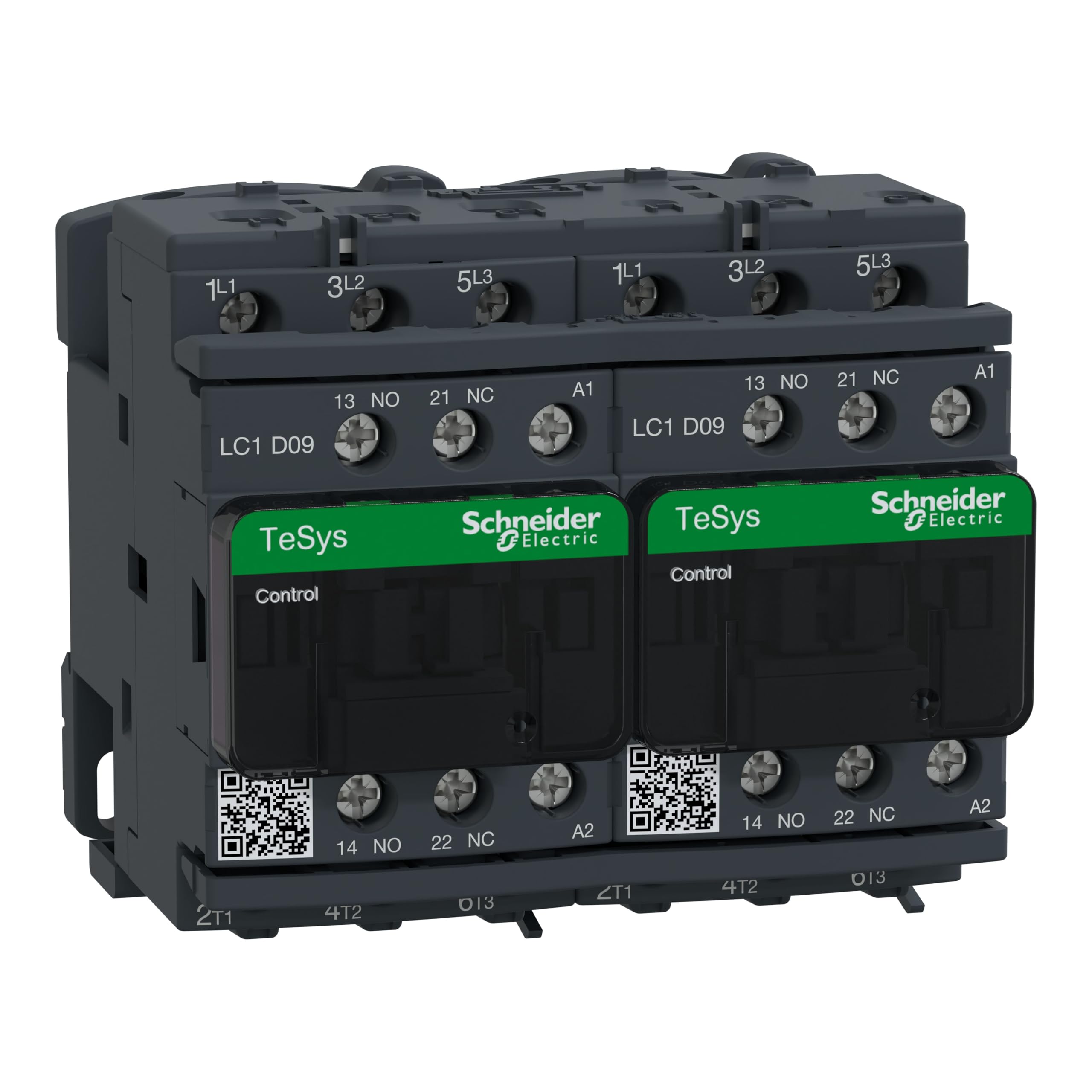 Schneider Electric TeSys Deca reversing contactor,3P(3NO),AC-3,=440V 9A,230V AC coil,LC2D09P7