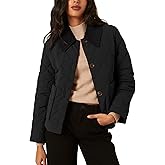 Lviefent Womens Quilted Jacket Lightweight Button Down Puffer Jacket Corduroy Collar Padded Coat Outwear with Pockets