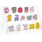TrendTrust Acrylic Sticker Display Stand with Divided Pockets 3 Tier | Portable Bookmark Display Stand Holder, Clear Desk Organizer, For Home, Retail, Booth or Craft Fair Vendor Use 15 Pockets