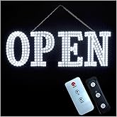 40"x14" Extra Large LED Open Signs for Business with Remote Controlled, 10 Levels Brightness Adjustable Unique Design Super Bright with Chain, High Visibility for Stores Bar Hotel Retail Shop Salon