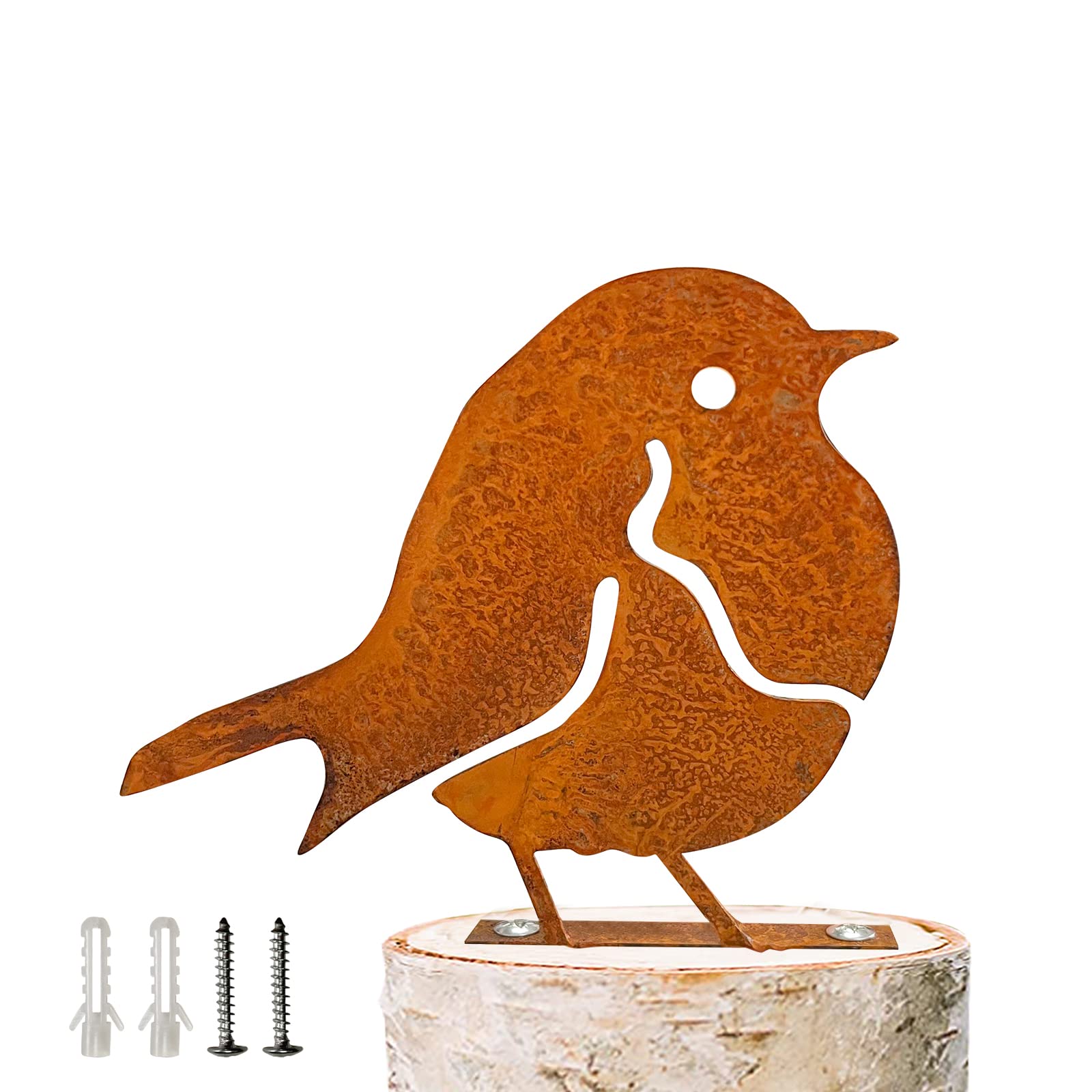 Reagia Rusty Robin, Rusty Birds Decoration Steel Silhouette with Patina Garden Decor Metal Birds Statues Bird Yard Art Figurine Stake Rust Stake Metal Garden Stakes