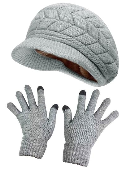 girls grey hat and gloves