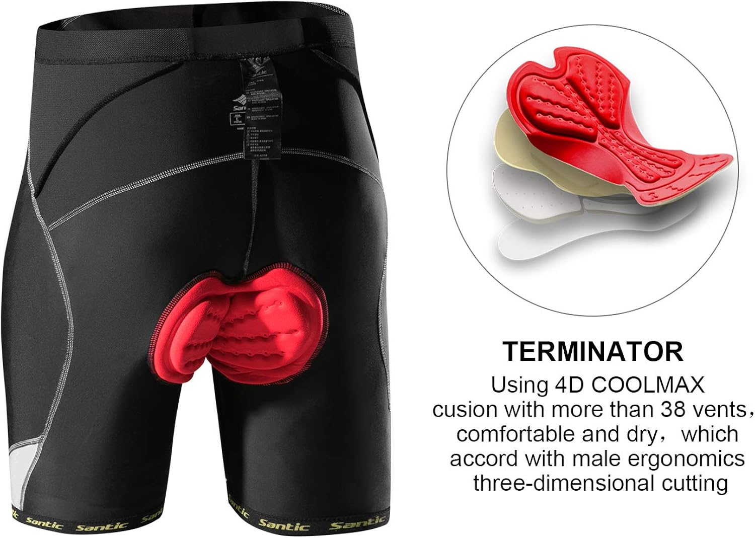 Santic Cycling Shorts Men's Bike Biking Bicycle Pants Tights 4D Coolmax Padded: Clothing