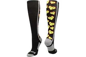 MadSportsStuff Softball Socks with Love Softball Hearts for Girls or Women Youth and Adult Over the Calf Gift Accessories