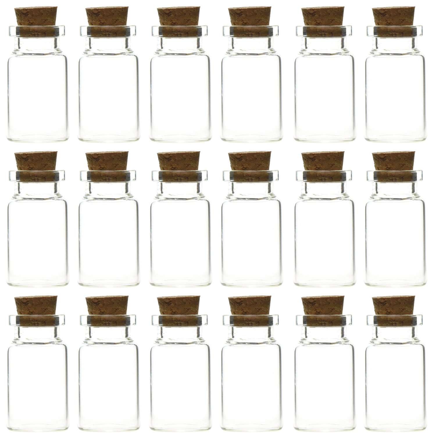 FiveSeasonStuff 7ml (75 Pcs) Mini Transparent Glass Bottles/Jars with Cork Stoppers for Scents, Oils, Spices, Wedding, Jewelry, Message, Party Favors etc