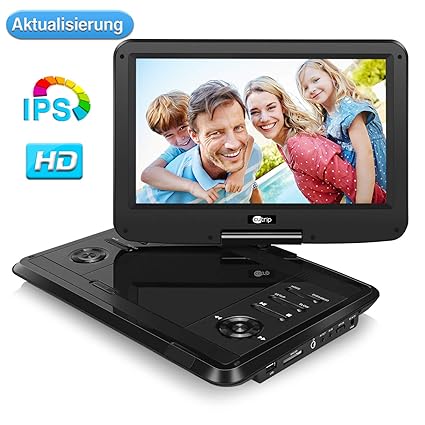 11,6 Zoll IPS Bilschirm Tragbarer DVD Player Full HD 1080P Video 178° Blickwinkel 1920x1080 4-5 Stunden Akku Auto Fershener m
