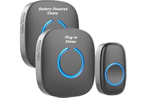 Wireless Doorbell for Home - SadoTech Waterproof Doorbell & Chimes Wireless Kit - At Over 1000-feet Range with 52 USA Doorbell Chime, 4 Levels Adjustable Volume and LED Flash Model CXRi (Matte Black)