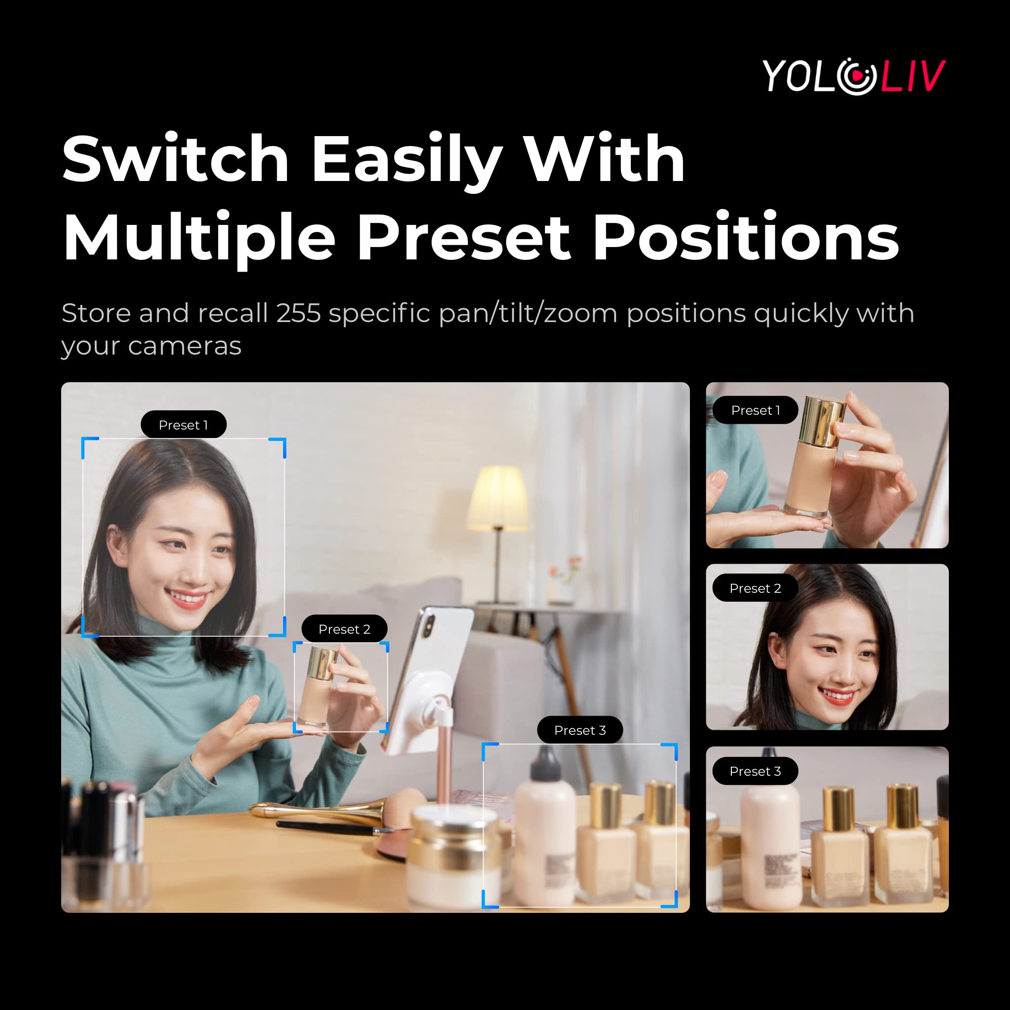 YOLOLIV VertiCam PTZ Camera 1080P Vertical Live Streaming with 12x Optical Zoom, Remote Control, Auto Focus, Portrait Output