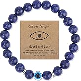 Mikovivi Evil Eye Bracelet, Lucky Evil Eye Beaded Bracelet for Protection Blessing Guard Perfect Birthday Anniversary Valentine's Jewelry Gifts for Women and Men(Dark Blue)