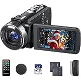Video Camera 4K, Camcorder 42MP, 3.0" 270° Rotation Screen Cam Corder, 18X Digital Zoom YouTube Camera with 2 Batteries/Remote Control/Webcam/32G SD Card/Lens Cap