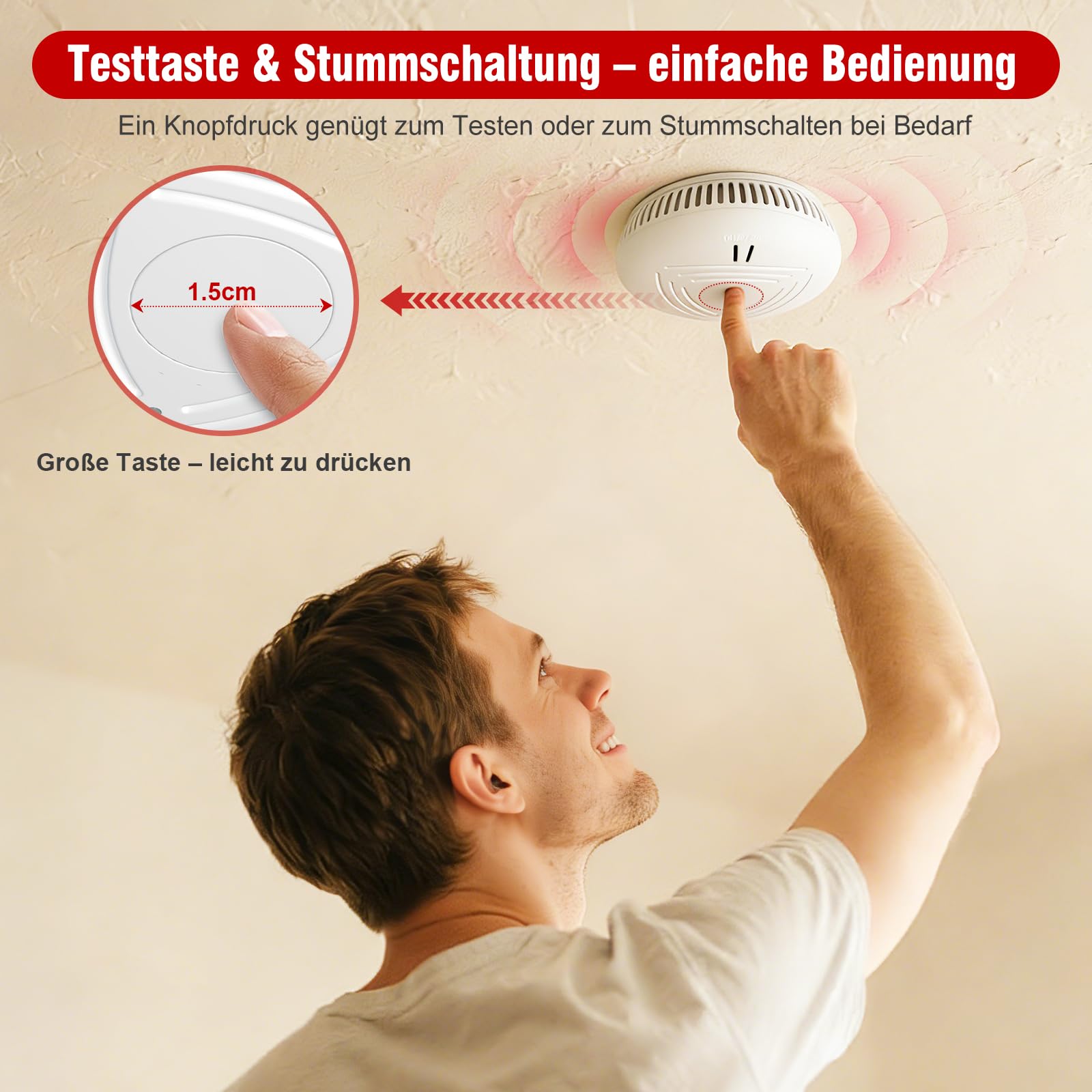 DAYTECH Rauchmelder 10 Jahre Batterie – 6er Rauchmelder mit Magnethalterung Set, TÜV Rheinland Zertifiziert, Feuermelder mit 85 dB & Test/Stummschaltung – Brandmelder für Schlafzimmer, Kinderzimmer 6