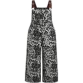 CIDER Women’s Plus Size Denim Overall Bib Wide Leg Adjustable Strap Jean Jumpsuits with Pockets