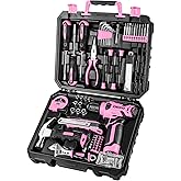 DEKOPRO Drill Set: Tool Set with 8V Pink Cordless Drill, Home Tool Kit with Drill, DIY Hand Tool Kits for Women Garden Office
