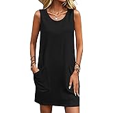 Ekouaer Womens Nightgown Sleeveless Nightgowns for Women with Pocekts Tank Dress Crew Neck Sleepwear S-XXL