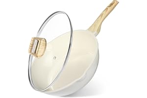 GiPP Ceramic Nonstick Deep Frying Pan Skillet, 12" Saute Pan with Lid, Induction Cookware Non Stick Cooking Pan, PTFE PFOA PF