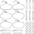 UNICRAFTALE 6Sets Engravable Bracelets DIY Kit Including Rectangle Engravable Blank Tags Links Connectors 24cm Stainless Steel Adjustable Slider Bracelet 4mm Jump Rings for Bracelets Making