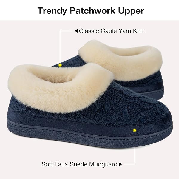 Dunlop Women's Fluffy Memory Foam Slippers – Comfy Indoor Knit Mules, Cozy House Shoes, Available In Multiple Colors - View #10