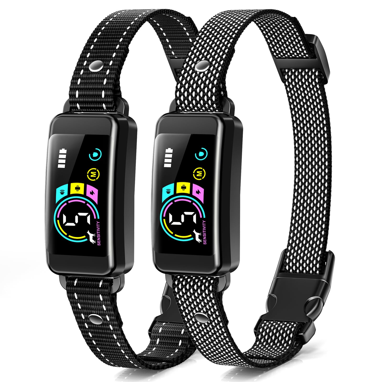 Photo 1 of Bark Collar, 2 Pack Smart Dog Bark Collar for Large Medium Small Dogs, Anti Barking Device for Dogs Training Collar with Beep Vibration Harmless Shock, 5 Adjustable Sensitivity (Black)