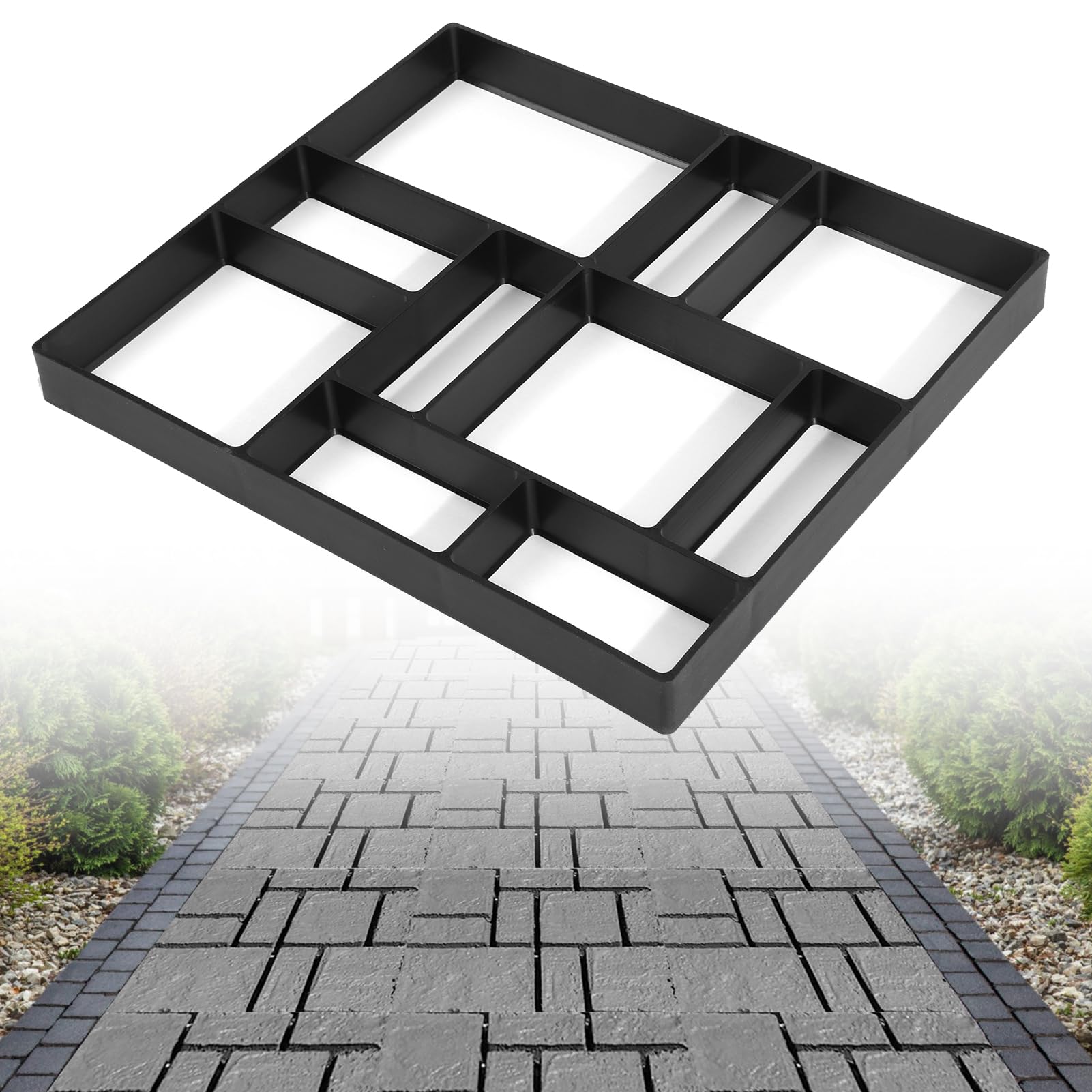 Cocoarm Concrete Mould Walk Path Maker Mould Driveway Paving Pavement Mold Concrete Path Garden Walk Maker Stepping Stone Mould Brick Mold Patio Driveway Pathmate Pavement Mold Funny DIY 10 Grid 45CM