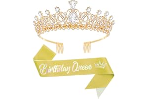 Queenship Birtthday Tiara Crown with Sash for Women Birthday Queen Party