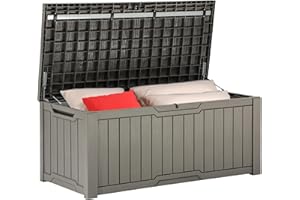 YITAHOME 120 Gallon Outdoor Storage Deck Box, Large Resin Patio Storage for Outdoor Pillows, Garden Tools and Pool Supplies, 