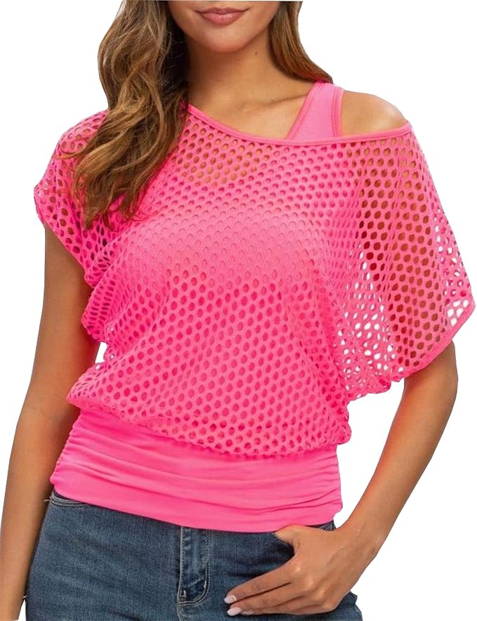 Trendiges Damen Netzoberteil – 2er Set In Neonfarben Für Party & Sommer