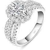 VAXOJEL Moissanite Engagement Rings for Women, D Color VVS1 Lab Created Simulated Diamond Moissanite Rings for Women S925 Sterling Silver with 18K White Gold Plated Wedding Rings