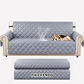 XINEAGE Waterproof Couch Cover for Dogs, 3 Seater Sofa Cover with Elastic Straps & Pockets, Triple Non-Slip Protection, Washable Furniture Protector for Kids (69" Sofa, Light Gray)
