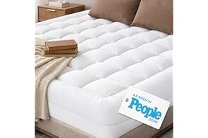 Cloud-Like Full Size Mattress Topper - 100% Cotton Top Mattress Pad for Back Pain Relief - Breathable & Naturally Cooling for