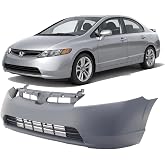 FitParts Compatible with Honda Civic 2007&ndash;2008 Front Bumper Cover | Primed, Without Fog Light Holes, Without Parking Sensor Holes, Sedan, Ready to Paint, OEM 04711SNXA90ZZ, HO1000259