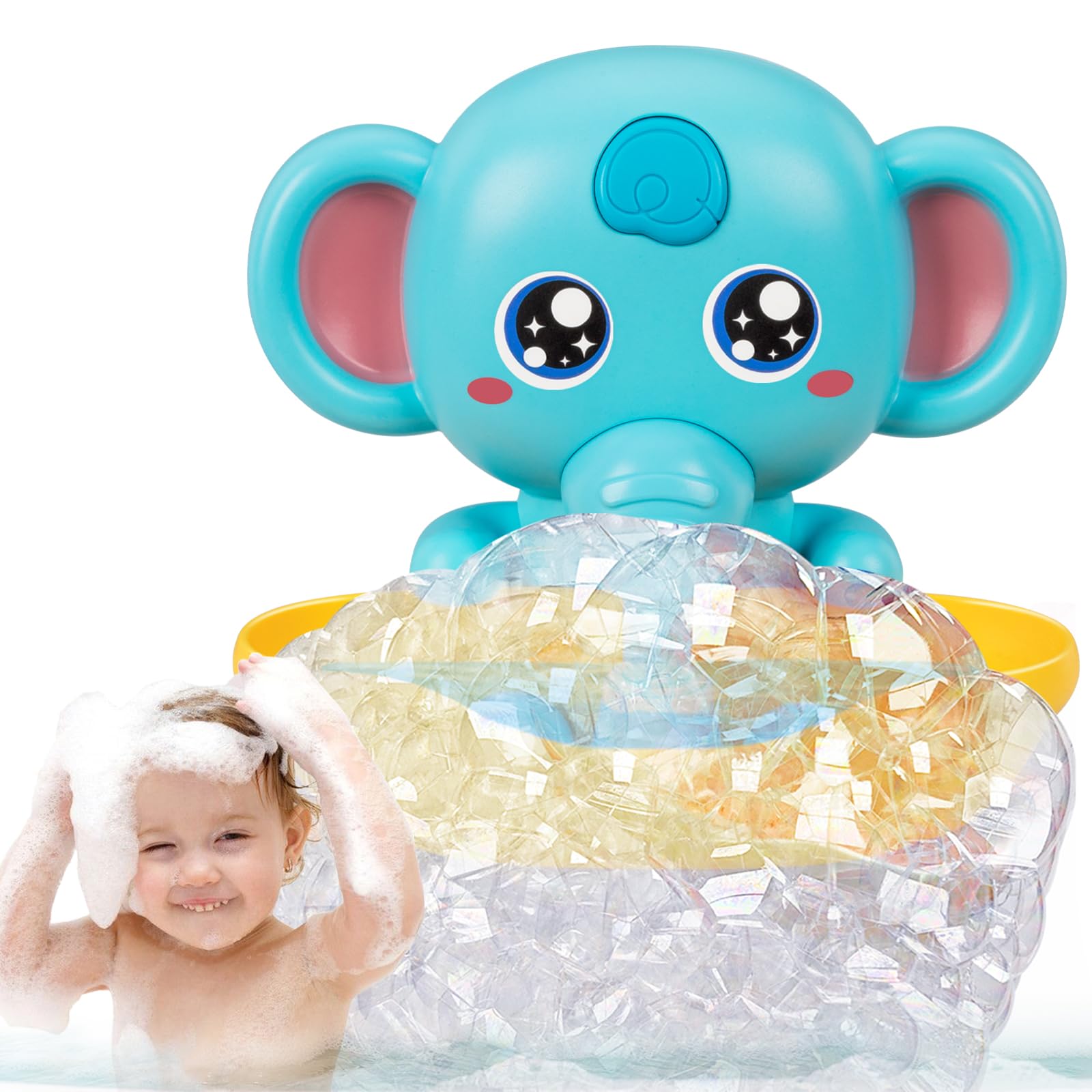 Photo 1 of Bath Toys, Elephant Bath Bubble Maker with Music, Magnetic Charging Bubble Machine, Bath Toys for Toddlers 1-3, Toddler Bathtub Toys, Birthday for 1 2 3 4 5 Years Old Boys Girls (Blue)