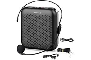 Norwii Bluetooth Voice Amplifier, Power Amplifiers, Portable Mini Wired Microphone Headset for Teacher Classroom & Outdoor Lectures, Teaching, Tour Guides, USB-C Rechargeable - 2000mAh, Black