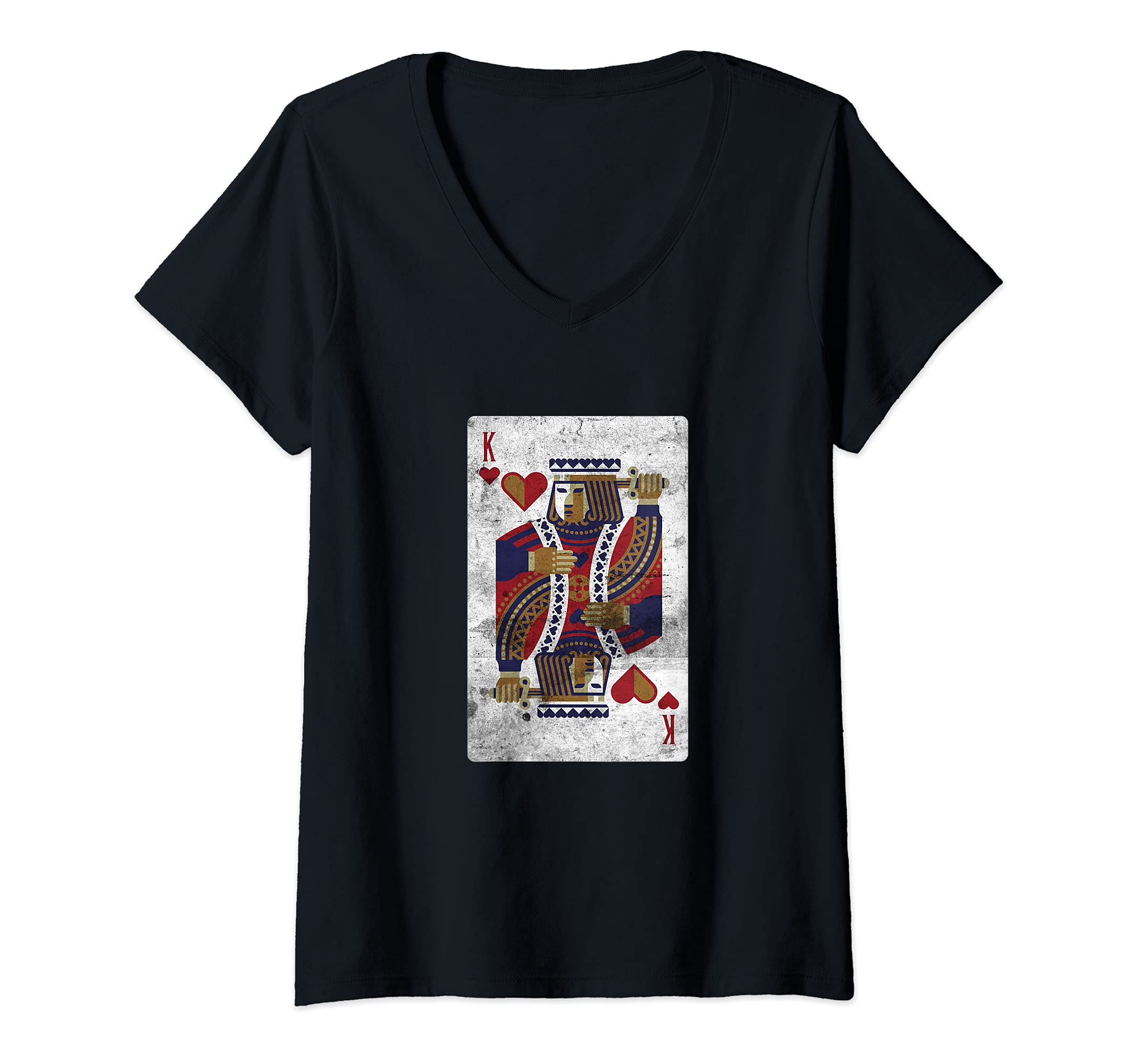 Womens Funny Poker Casino King Of Hearts Card Player V-Neck T-Shirt