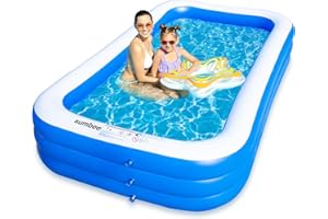 Sumbee Inflatable Swimming Pool for Kiddie Adults Kids, 120" X 72" X 22" Large Blow Up Pool for Family Backyard Outdoor Toddler,Big Rectangle Pools for Children Ages 4-8-12,Full-Sized,Blue