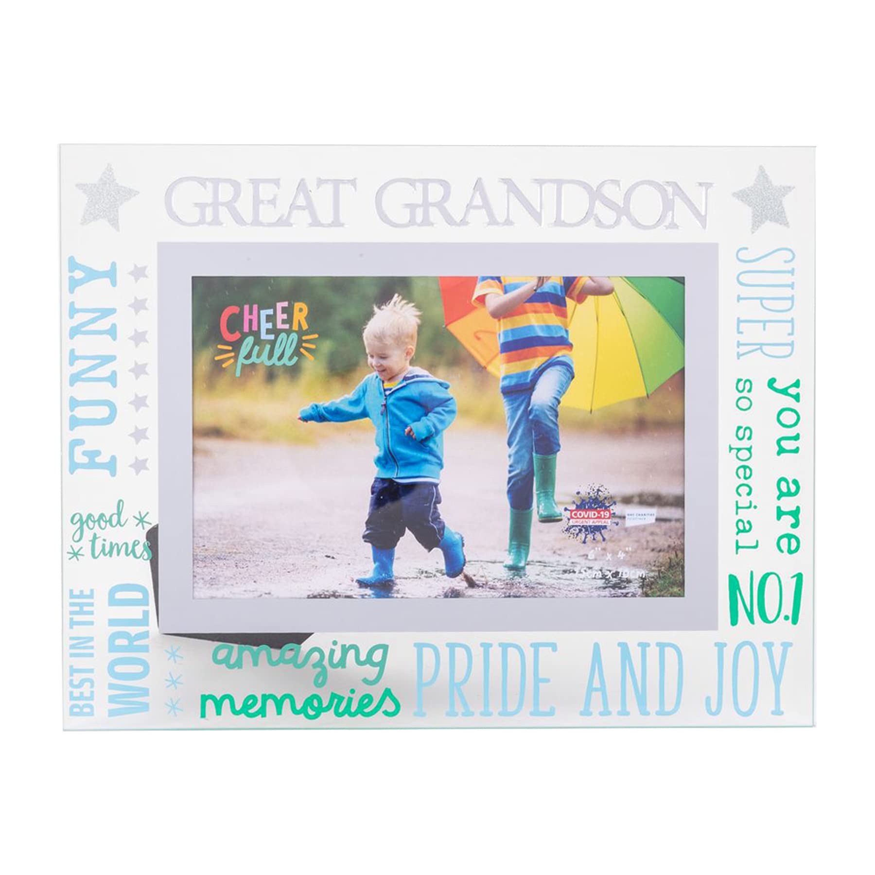 Glass 6 x 4 Photo Frame with Mirror Glass/Colourful Letters - Great Grandson 4872